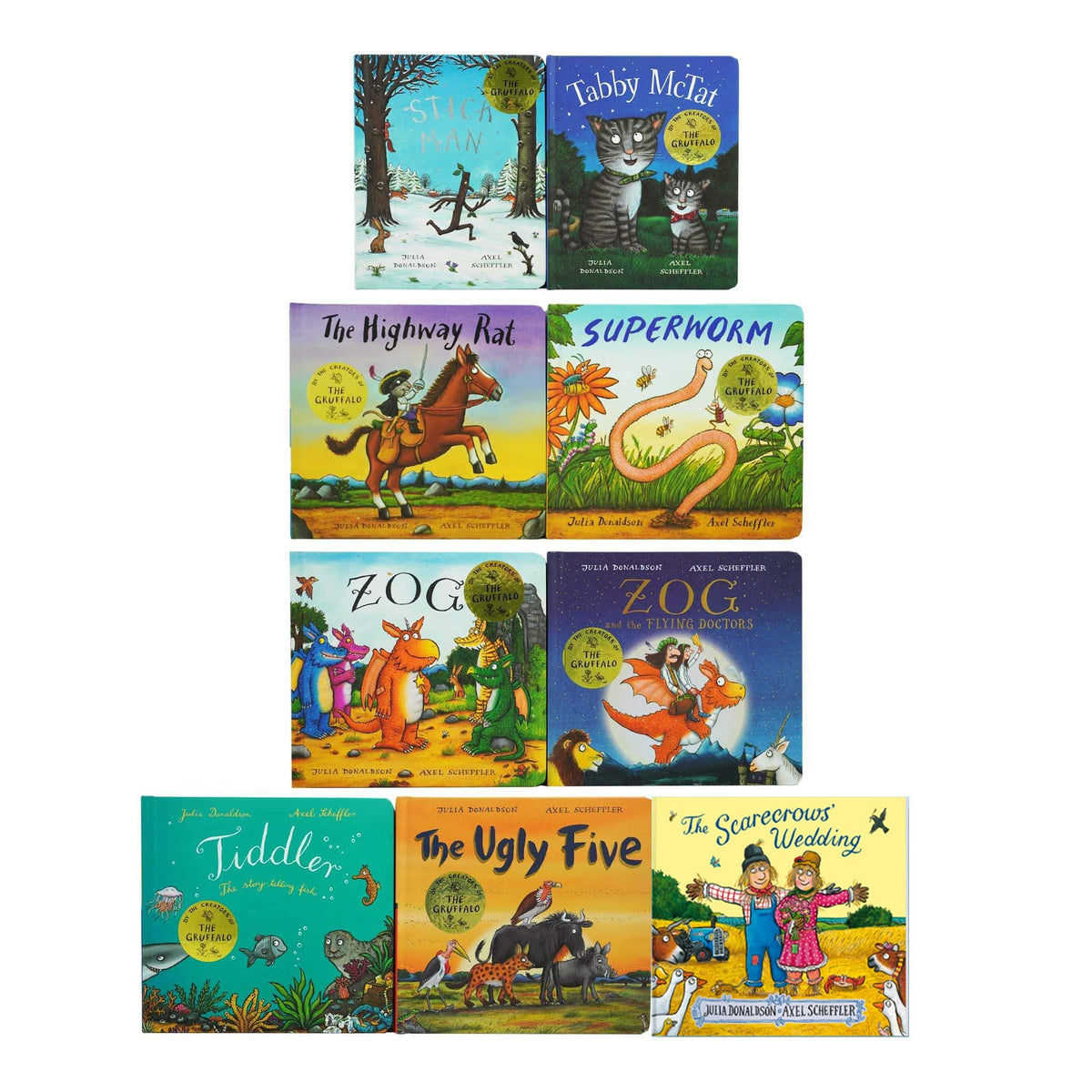 Julia Donaldson Early Readers 9 Books Collection Set BOARD BOOK (Stick Man, Zog, Superworm, Tiddler, The Highway Rat, Tabby McTat, Zog & MORE)