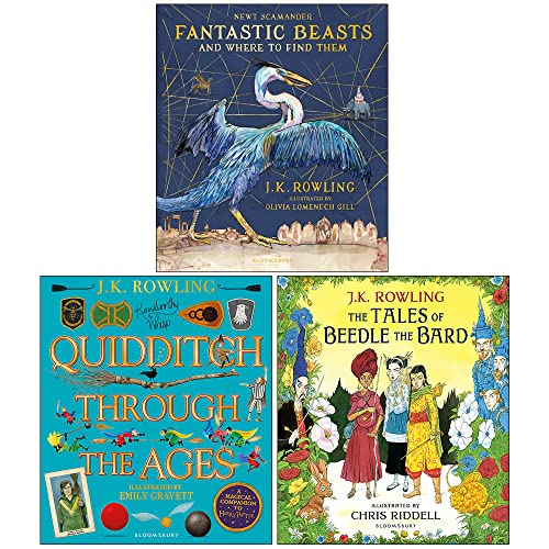 J.K. Rowling Illustrated Edition Collection 3 Books Set Hardback (Fantastic Beasts and Where to Find Them, Quidditch Through the Ages, The Tales of Beedle the Bard)