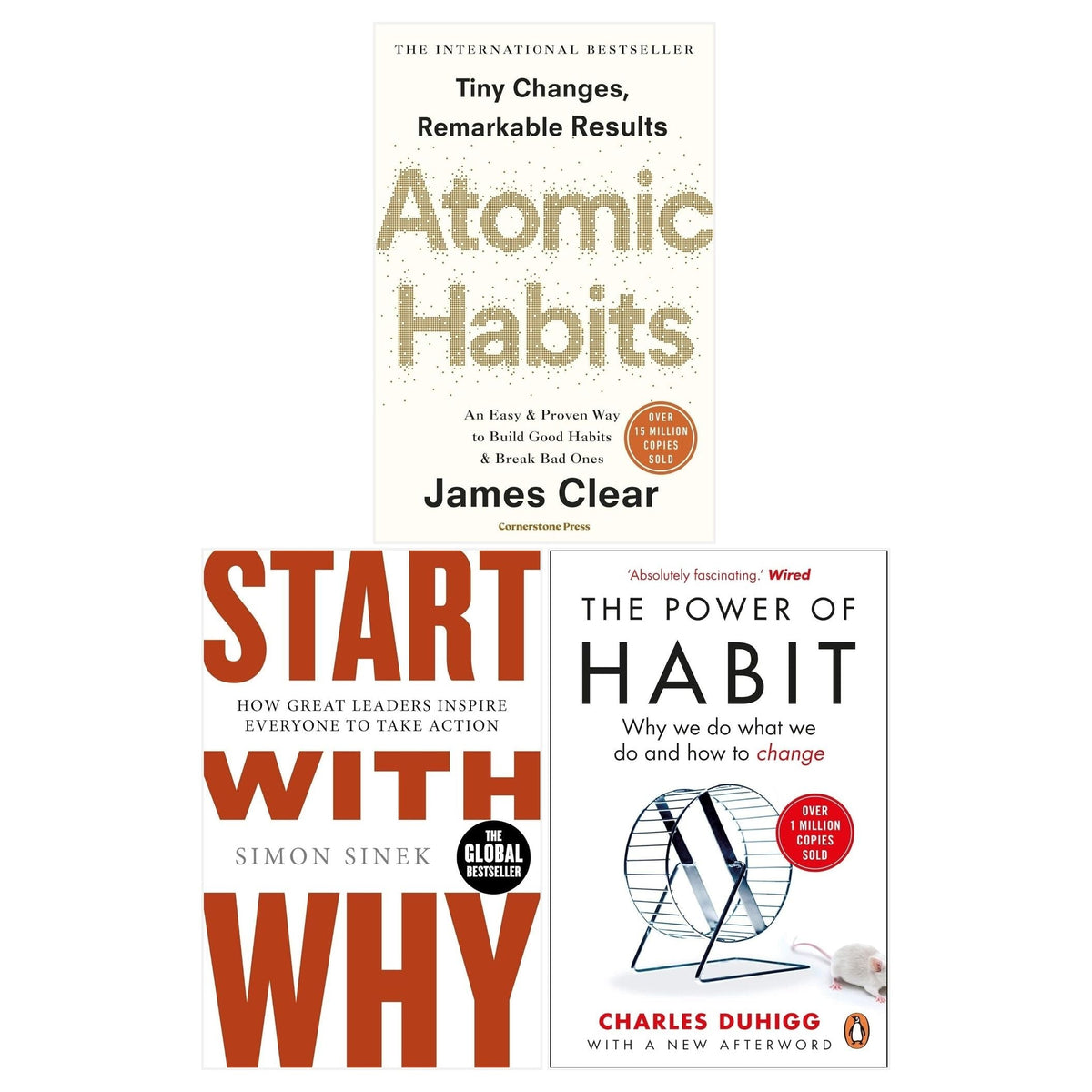 The Power of Habit, Atomic Habits and Start With Why 3 Books Collection Set