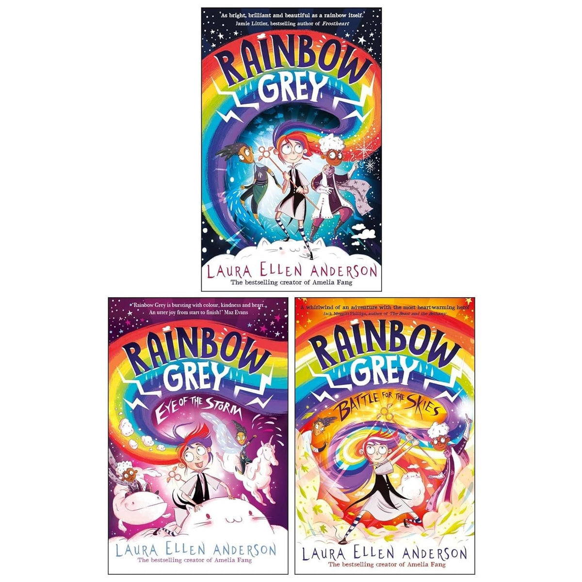 Rainbow Grey Series by Laura Ellen Anderson | 3 Book Fantasy Adventure Collection for Children – Rainbow Grey, Eye of the Storm & Battle for the Skies for Ages 7–10