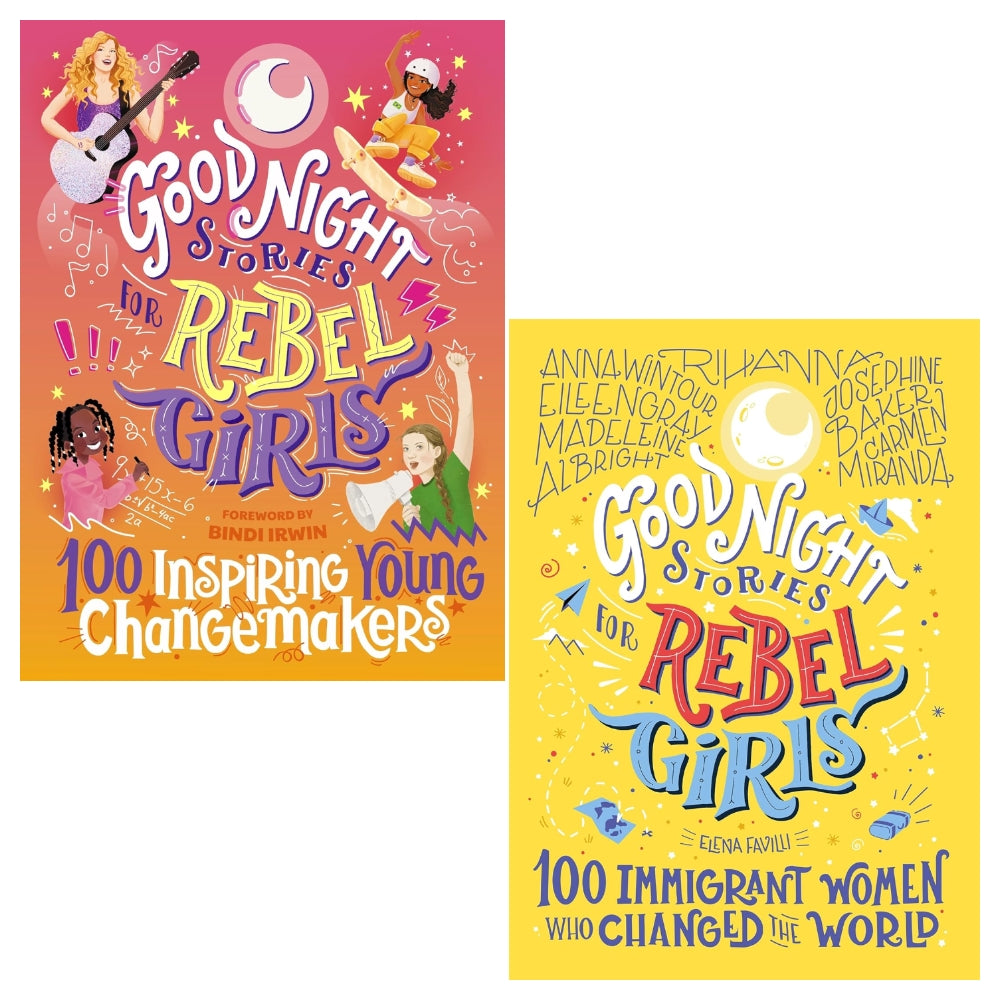 Good Night Stories for Rebel Girls 2 Books Collection Set (100 Inspiring Young Changemakers, 100 Immigrant Women who Changed the World)
