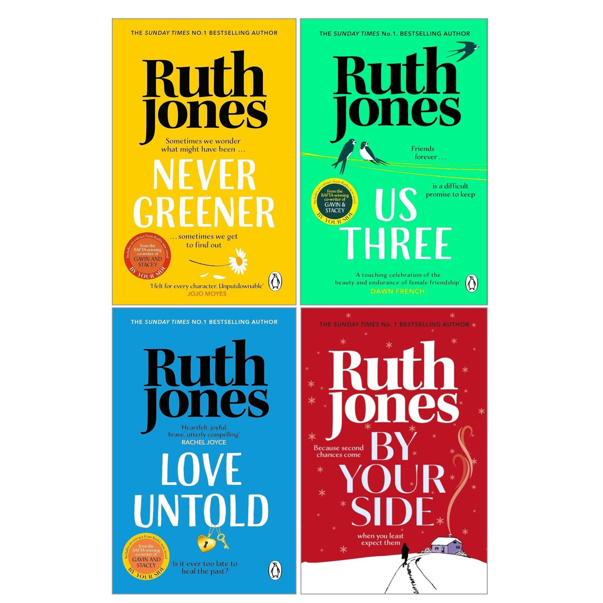 Ruth Jones Collection 4 Books Set (Love Untold, Us Three, Never Greener and By Your Side)