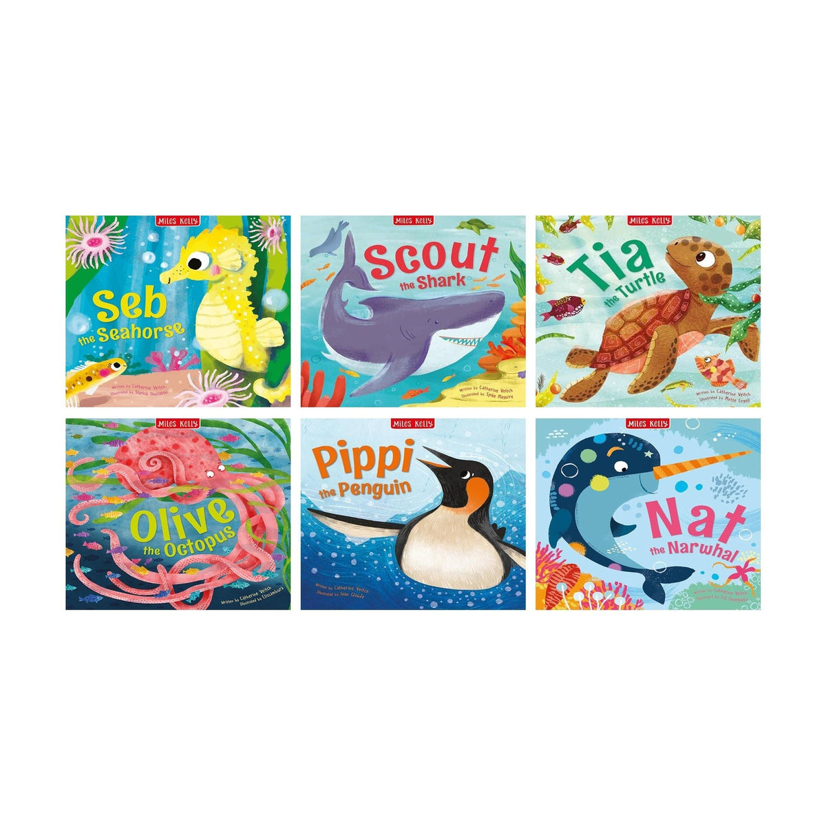 Childrens Ocean Adventure Stories Pictureflat 6 Books Collection Set (Nat the Narwhal, Olive the Octopus, Pippi the Penguin, Seb the Seahorse, Scout the Shark, Tia the Turtle)