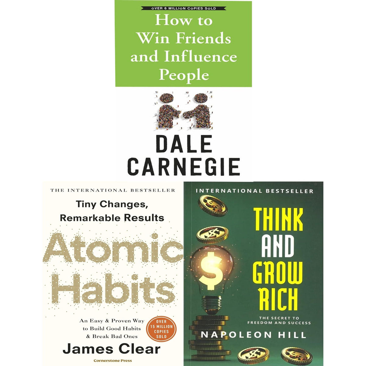 Atomic Habits, How to Win Friends and Influence People, Think and Grow Rich 3 Books Collection Set