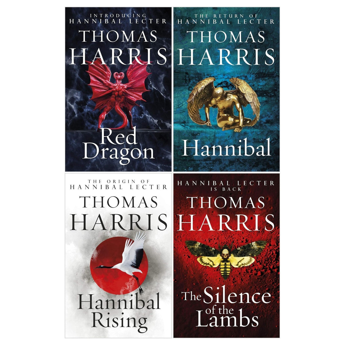 Thomas Harris Hannibal Lecter Series 4 Books Collection (Red Dragon, Hannibal, Silence Of The Lambs, Hannibal Rising) (New Covers)