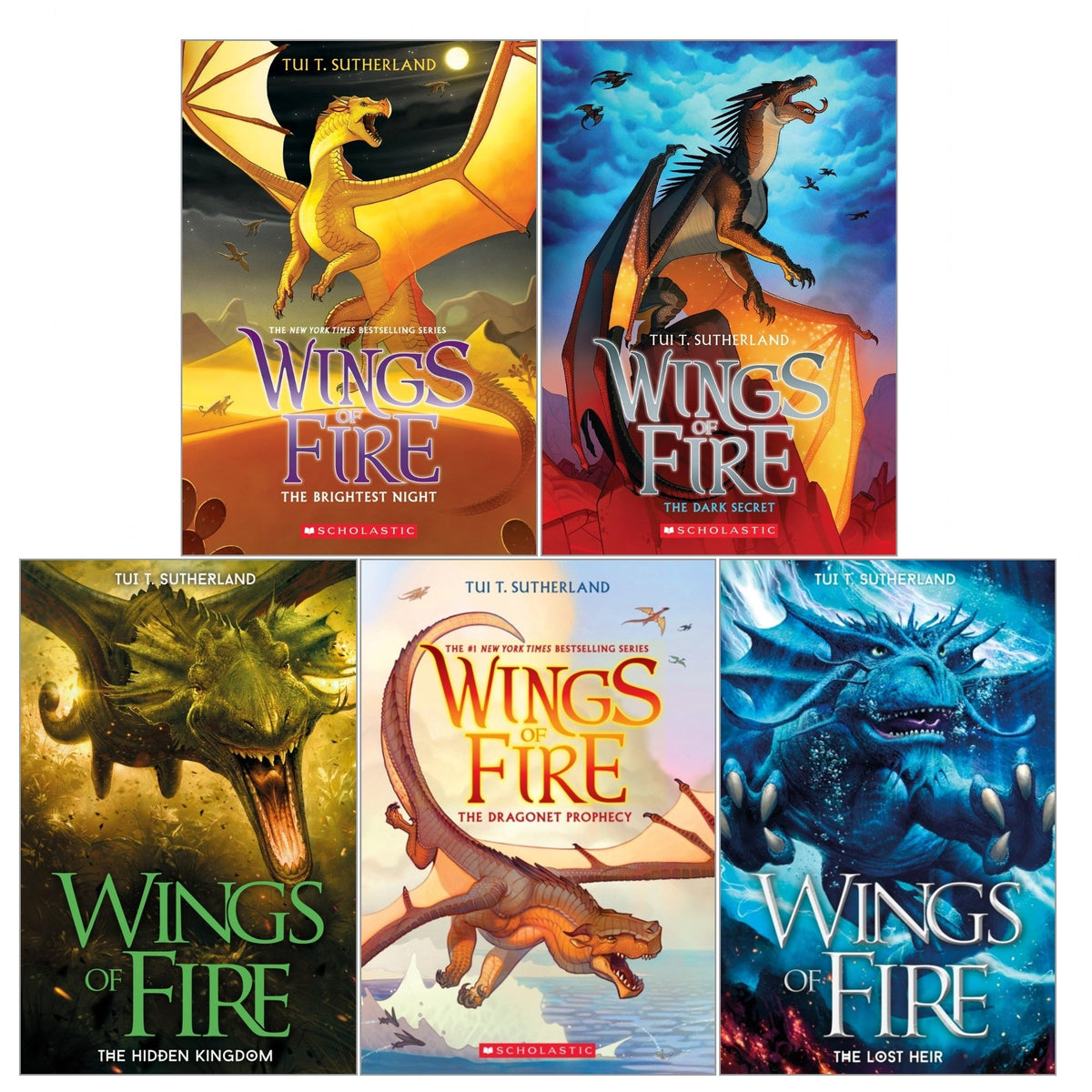 Wings Of Fire Series 5 Books Collection Set (Books 1-5) by Tui T. Sutherland