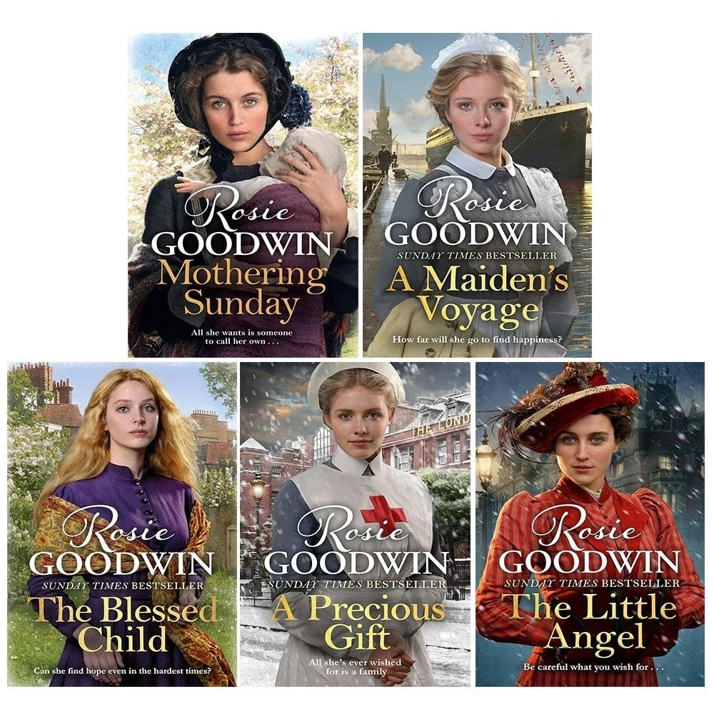 Days of the Week Series 5 Books Collection Set By Rosie Goodwin(Mothering Sunday ,The Little Angel, The Blessed Child, A Maiden's Voyage  & A Precious Gift)