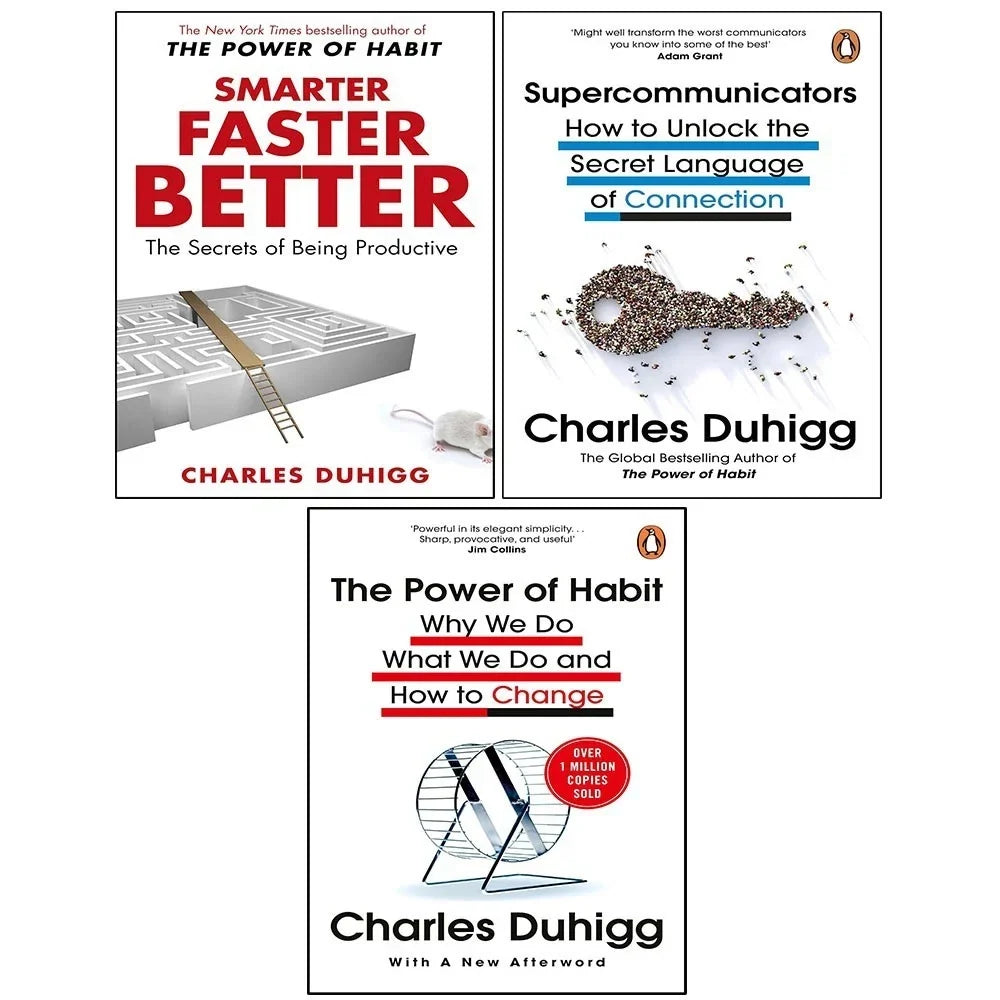 Charles Duhigg Collection 3 Books Set(Supercommunicators ,Smarter Faster Better  & The Power of Habit)