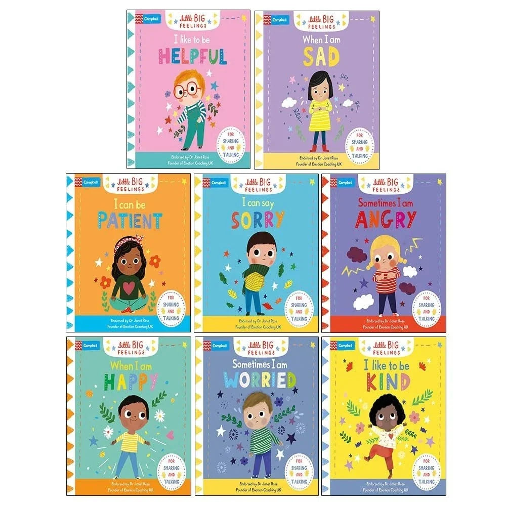 Campbell Little Big Feelings Series 8 Books Collection Set (I Like to be Kind, Sometimes I Am Worried, When I am Happy, Sometimes I Am Angry, I Like To Be Helpful, When I am Sad and More)