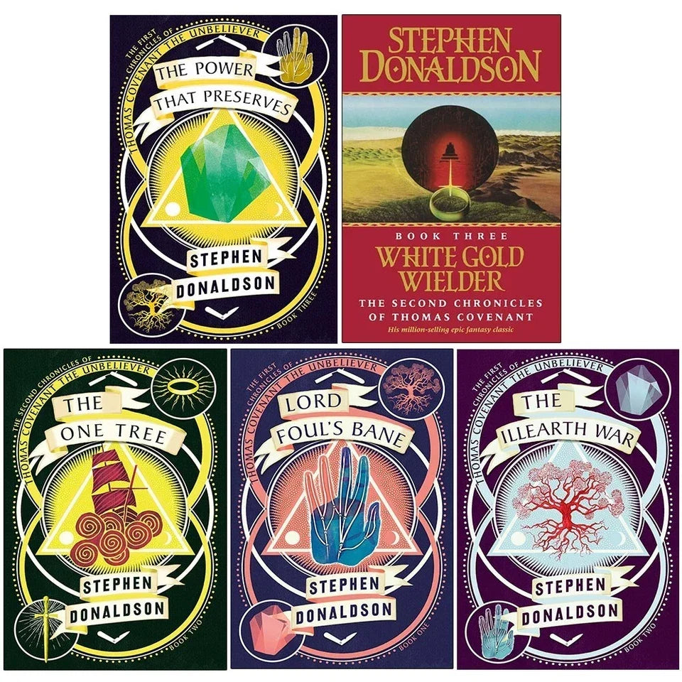 Thomas Covenant Series 5 Books Set by Stephen Donaldson (Lord Foul's Bane ,The Illearth War, The Power that Preserves ,The One Tree  & White Gold Wielder)