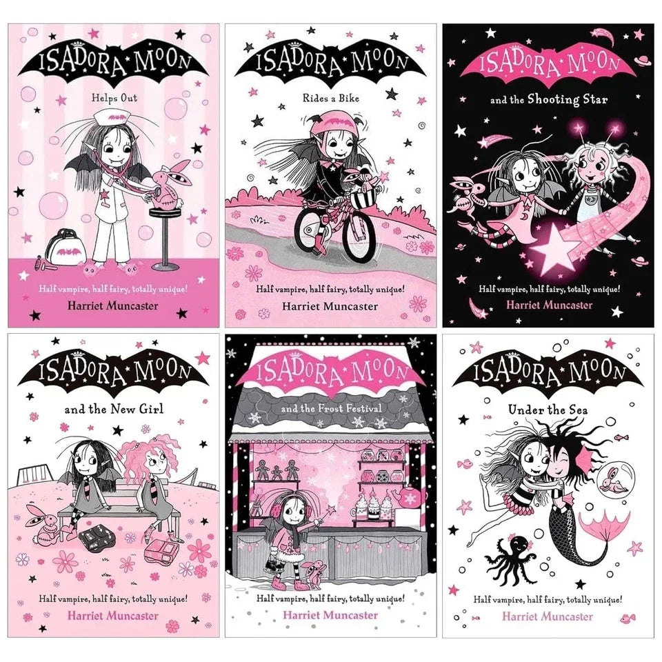 Isadora Moon Series By Harriet Muncaster illustrated 6 Books Collection Set (Isadora Moon Rides a Bike, Helps Out, The New Girl)