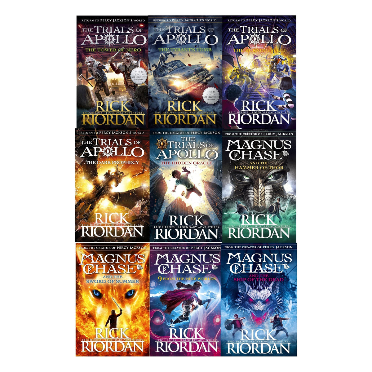 Trials of Apollo and Magnus Chase Series 9 Books Collection Set By Rick Riordan